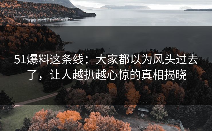 51爆料这条线：大家都以为风头过去了，让人越扒越心惊的真相揭晓