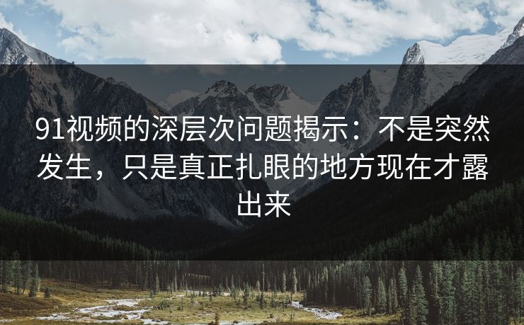 91视频的深层次问题揭示：不是突然发生，只是真正扎眼的地方现在才露出来