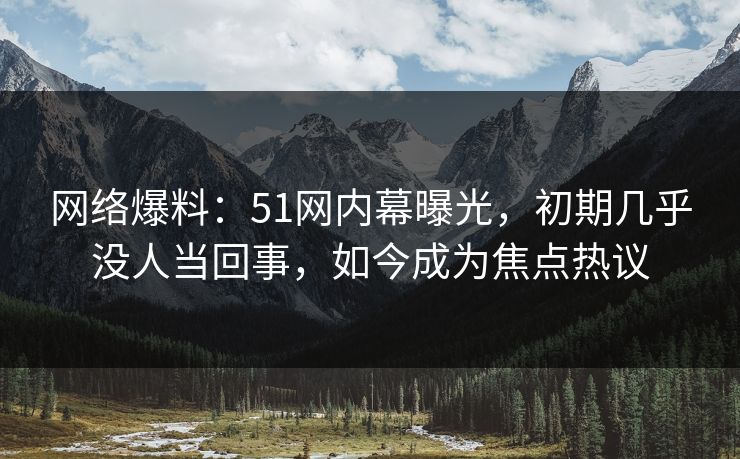 网络爆料：51网内幕曝光，初期几乎没人当回事，如今成为焦点热议