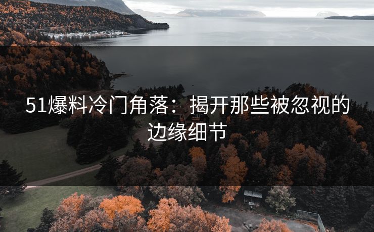 51爆料冷门角落：揭开那些被忽视的边缘细节