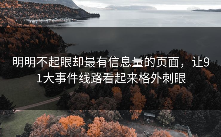 明明不起眼却最有信息量的页面，让91大事件线路看起来格外刺眼