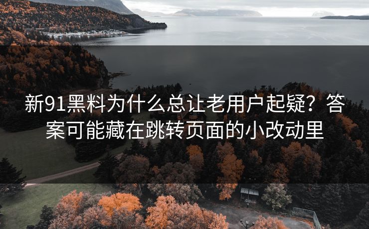 新91黑料为什么总让老用户起疑？答案可能藏在跳转页面的小改动里
