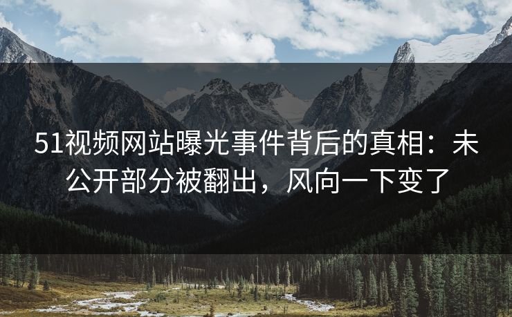 51视频网站曝光事件背后的真相：未公开部分被翻出，风向一下变了